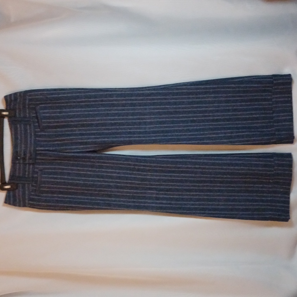 Free People  Grey Stripe Wool Blend Wide Leg Pants Size 10.